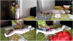 [RM083] A cute girl is 2 layers mummified and vibrator stimulated