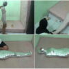 [RM112] Beautiful Girl In Swimsuit Wrapped Tightly Into A Mummy In 2 Layers Of Duct Tape