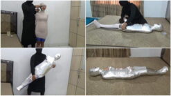 [RM119] A beautiful girl 150 cm tall the mummification with 2 layers of duct tape