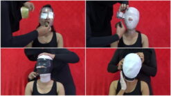 [RM128] CloseUp : head and palms wrapped, this girl is not breathing