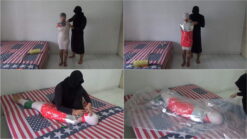 [RM140] A girl is tightly wrapped in 2 layers and 3 different duct tapes